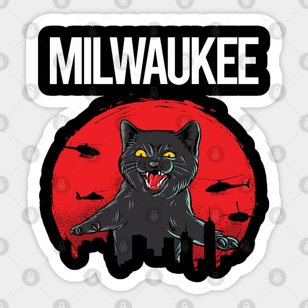 Funny Black Cat Milwaukee Sticker by Atlas Skate